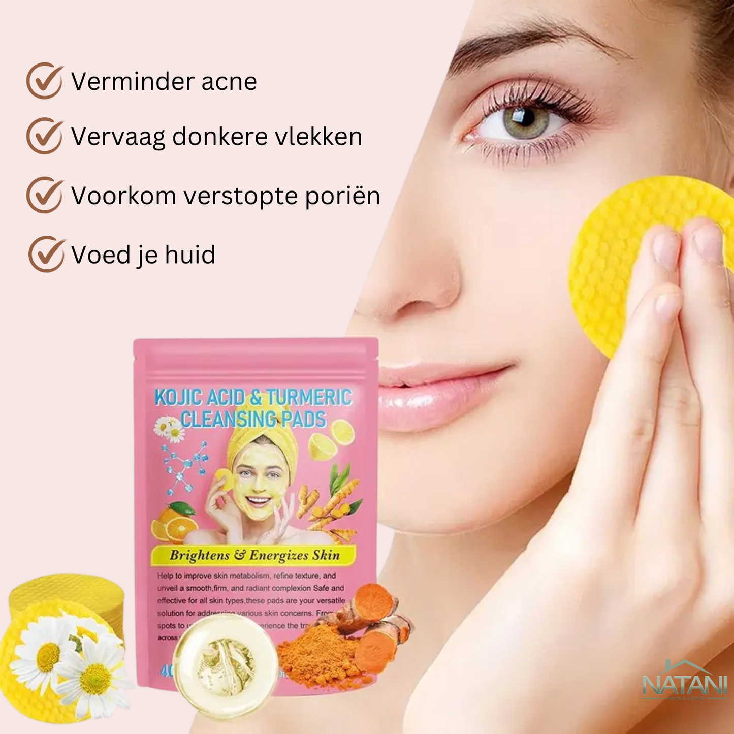 Yamadi Kojic Acid & Turmeric Cleansing Pads - Verhelder en verzacht je huid